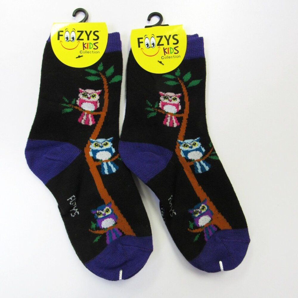 2 Pairs Foozys Kids Collection Girls Novelty Fun Socks Owl Print